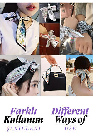 Walkenzo Etnik Retro Desenli Çanta Bileklik Saç Çok Amaçlı Kadın Kelebek Fular