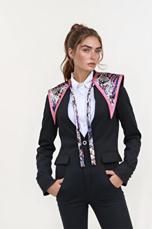 Walkenzo Yılan Derisi Desenli Bağlamalı Modern Kadın Omuz Şalı