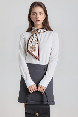 Walkenzo Zincir Desenli Modern Tasarım Kadın Kravat Fular