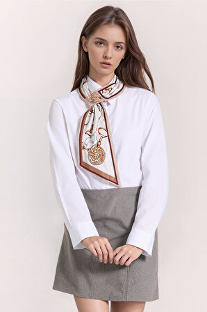 Walkenzo Zincir Desenli Modern Tasarım Kadın Kravat Fular