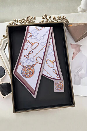 Walkenzo Zincir Desenli Modern Tasarım Kadın Kravat Fular