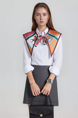 Walkenzo Sanatsal Stil At Desenli Modern Kadın Omuz Şalı