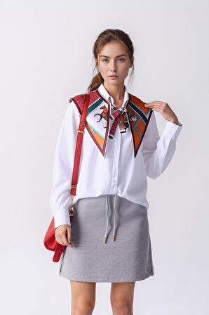 Walkenzo Sanatsal Stil At Desenli Modern Kadın Omuz Şalı