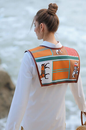 Walkenzo Sanatsal Stil At Desenli Modern Kadın Omuz Şalı