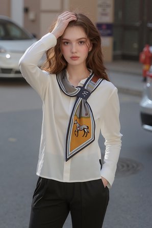 Walkenzo Modern At Figürlü İpeksi Şık Kravat Formlu Kadın Fular