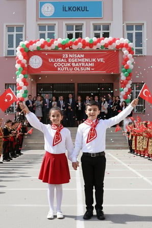 Walkenzo Türk Bayrağı Desenli Kravat Formlu Çocuk Fular