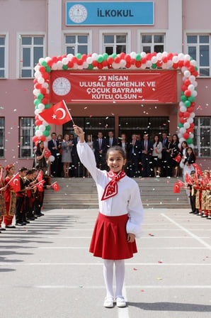 Walkenzo Türk Bayrağı Desenli Kravat Formlu Çocuk Fular