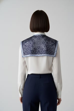Walkenzo Geometrik El İşi Desenli Zarif ve Modern Stil Kadın Omuz Şalı - Fular Yaka (Yakalık)
