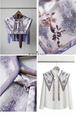 Walkenzo Floréa Harmony Çiçek Desenli Zarif Kadın Omuz Şalı – Fular Yaka (Yakalık)