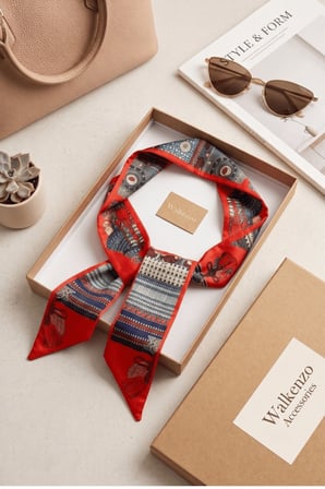 Walkenzo Etnik Retro Desenli Çanta Bileklik Saç Çok Amaçlı Kadın Kelebek Fular