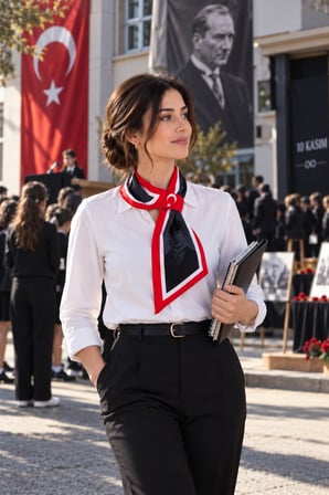 Walkenzo Türk Bayrağı Desenli Şık Kadın Kravat Fular
