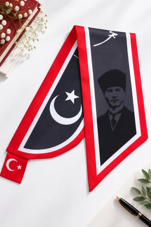 Walkenzo Türk Bayrağı Desenli Şık Kadın Kravat Fular