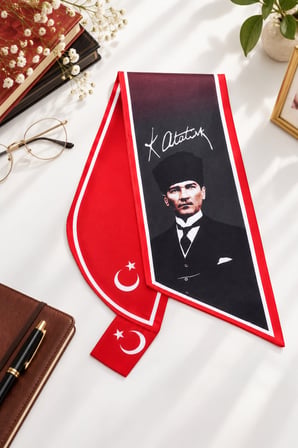 Walkenzo Türk Bayrağı Desenli Şık Kadın Kravat Fular