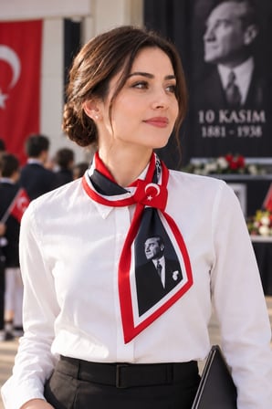 Walkenzo Türk Bayrağı Desenli Şık Kadın Kravat Fular