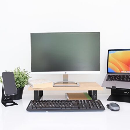 Hansdo Monitör Standı - Laptop Standı - Monitör Yükseltici - MDF Lam - Safir Meşe - WMS2650