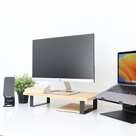 Hansdo Monitör Standı - Laptop Standı - Monitör Yükseltici - MDF Lam - Safir Meşe - WMS2650