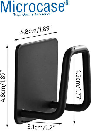 Microcase Güçlü Yapışkanlı Metal Banyo Mutfak Eşya Havlu Vb Ürün Askılığı AL4467 - 2 Adet Siyah