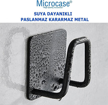 Microcase Güçlü Yapışkanlı Metal Banyo Mutfak Eşya Havlu Vb Ürün Askılığı AL4467 - 2 Adet Siyah