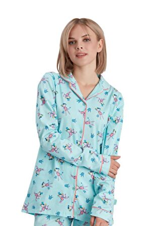 Woolnat Queen Pamuklu Kız Çocuk Pijama Takımı Mint-14 Yaş