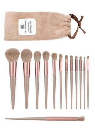 Wanda Nara Cosmetics Profosyonel Premium Beauty Kahve-Gri Makyaj Aplikatör Fırçası 14 Lü Set