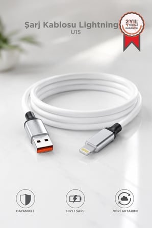 Özel Seri Mobil Kablo Telefon Aksesuarı Şarj Kablosu Lightning Silikon 3.0A U15