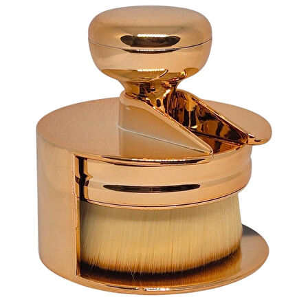 Lüks Touch Gold - Altın Renkli Metal Standlı Shine Brush Ergonomik Pudra Fırçası – Makyajınızı Sanata Dönüştürün