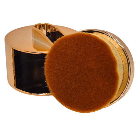 Lüks Touch Gold - Altın Renkli Metal Standlı Shine Brush Ergonomik Pudra Fırçası – Makyajınızı Sanata Dönüştürün