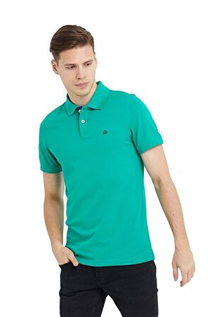 Polo Yaka Pamuklu Erkek T-shirt Yeşil-XL