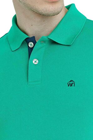 Polo Yaka Pamuklu Erkek T-shirt Yeşil-XL