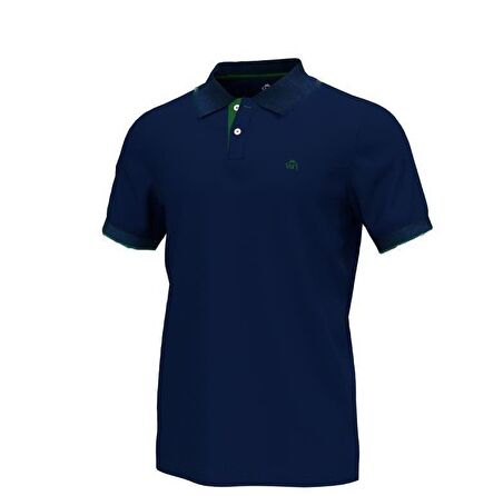 Polo Yaka Pamuklu Erkek T-shirt Lacivert-L