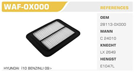 Wınkel Waf-0X000 Hava Filtresi I10 08>11 1.1 Benzinlı Kolı: 20 Ad.