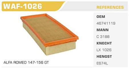 Winkel WAF-1026 Hava Filtresi 1.6 2.0 TS JTS Kolı: 36 Ad 