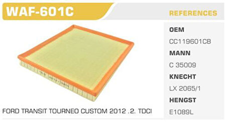 Wınkel Waf-601C Hava Filtresi Tourneo Custom 12> Transıt Tourneo 07> 2.2 Tdcı Kolı: 52 Ad.