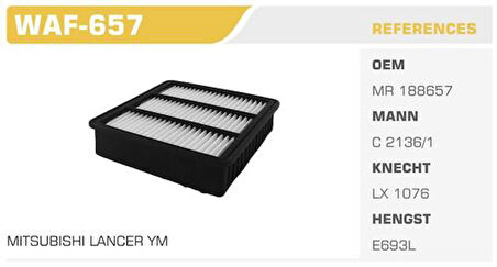 Wınkel Waf-657 Hava Filtresi Lancer 03> Outlander 03> Pajero Pının 99> 2.0 16V Turbo Kolı: 40 Ad.