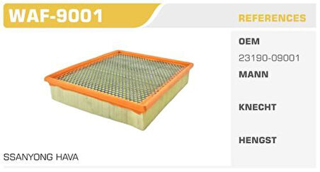 Winkel WAF-9001 Hava Filtresi Actyon Sports 07-Kyron 05-Sports 2.0XDI Kolı: 25 Ad FN3701