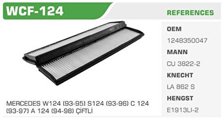 Winkel WCF-124 Polen Filtresi Mercedes W124 93-95 Çiftli Kolı: 20 Ad 