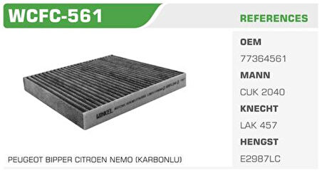 Winkel WCFC-561 Polen Filtresi Linea 07- Doblo 10-Fiorino 08-Bipper Nemo Karbonlu Kolı: 90 Ad FN0084