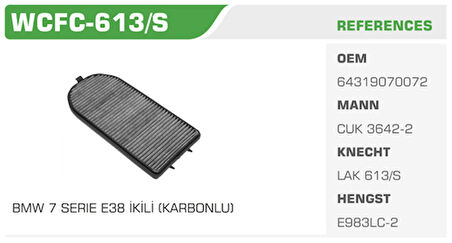 Winkel WCFC-613S Polen Filtresi BMW 7 E38 Karbonlu Kolı: 36 Ad 