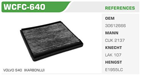 Winkel WCFC-640 Polen Filtresi S40 95-V40 95-Karbonlu Kolı: 68 Ad 