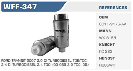 Wınkel Wff-347 Mazot Filtresi Transıt V347 06> 2.2 Tdcı 2.2Tdı Kolı: 50 Ad.