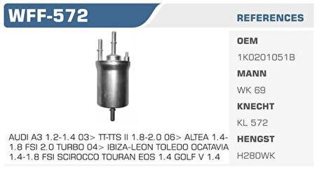 Winkel WFF-572 Benzin Filtresi Golf V Passat Touran A3 1.6 FSI 2.0 FSI Kolı: 24 Ad FN2010