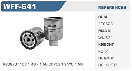 Wınkel Wff-641 Mazot Filtresi Punto Ducato Boxer Jumper Passat Transıt Accent Era 07>09 Accent Admıre 03>06 1.7 1.9D 2.4D 2.5D 1.5 Cdrı Dar Delık Kolı: 24 Ad.