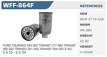 Wınkel Wff-864F Mazot Filtresi Transıt 94>00 2.4 2.5 D-Td Kolı: 24 Ad.