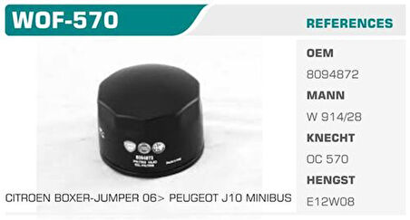 Winkel WOF-570 Yağ Filtresi Ducato Daily IV Boxer Jumper 2.3 JTD Kolı: 24 Ad FN0030