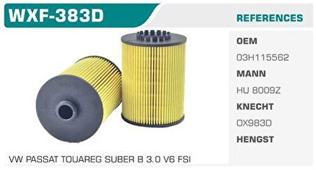 Winkel WXF-383D Yağ Filtresi Passat Touareg 3.6 FSI V6 Kolı: 50 Ad 