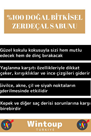 %100 Doğal Özel Üretim Saç Cilt Vücut Kullanım Tonik Etkili Zerdeçal Sabunu 1 Adet 100gr