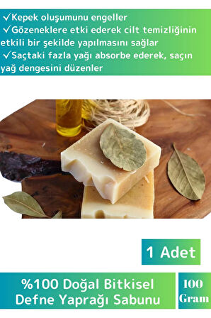 Bitkisel %100 Saf Saç Cilt Vücut Kullanım Saç Derisine Etkili Doğal Defne Sabunu 1 Adet