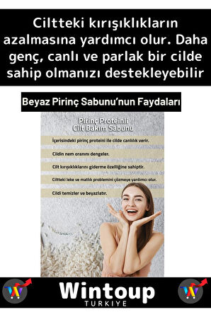 Özel Üretim Cilt Sorunlarında Etkili %100 Doğal Proteinli Beyaz Pirinç Sabunu 3 Adet