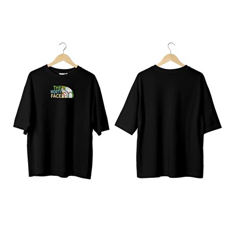 Wicold The Morty Face Baskılı Oversize T-Shirt Erkek Tişört Unisex Tişört Kadın Tişört
