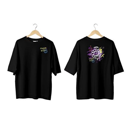 Wicold Change The Rules Baskılı Oversize T-Shirt Erkek Tişört Unisex Tişört Kadın Tişört